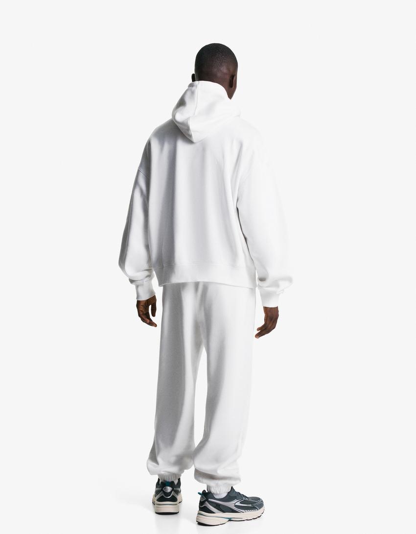 Jogginghose aus Fleece-Weiss-1