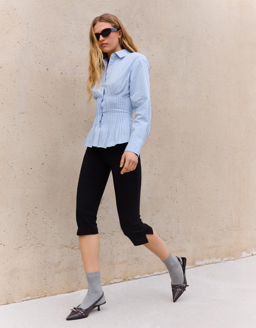 Fitted darted shirt-Light blue