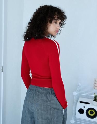 Contrast print long sleeve T-shirt — Red 2