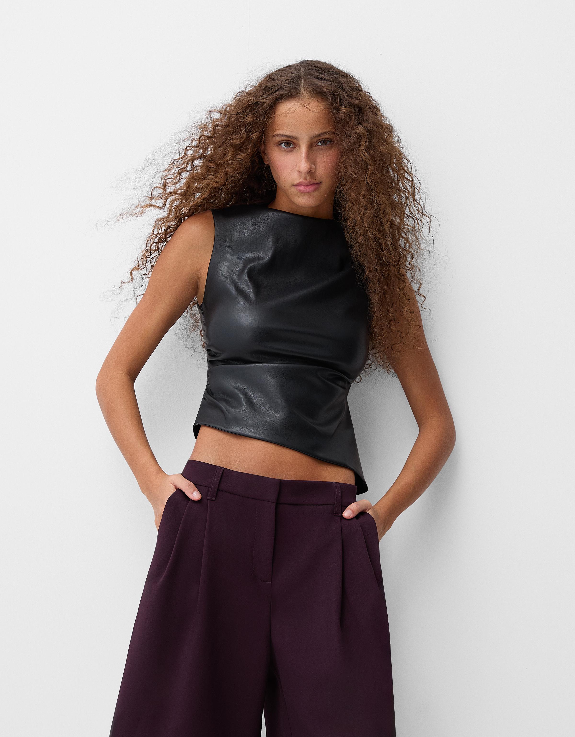 Bershka Bermudashorts Im Tailoring-Fit Damen L Bordeaux