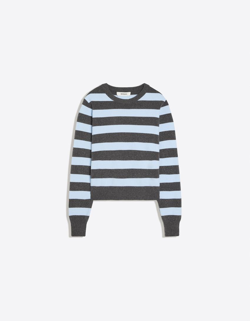 Maglia a collo rotondo-Grigio