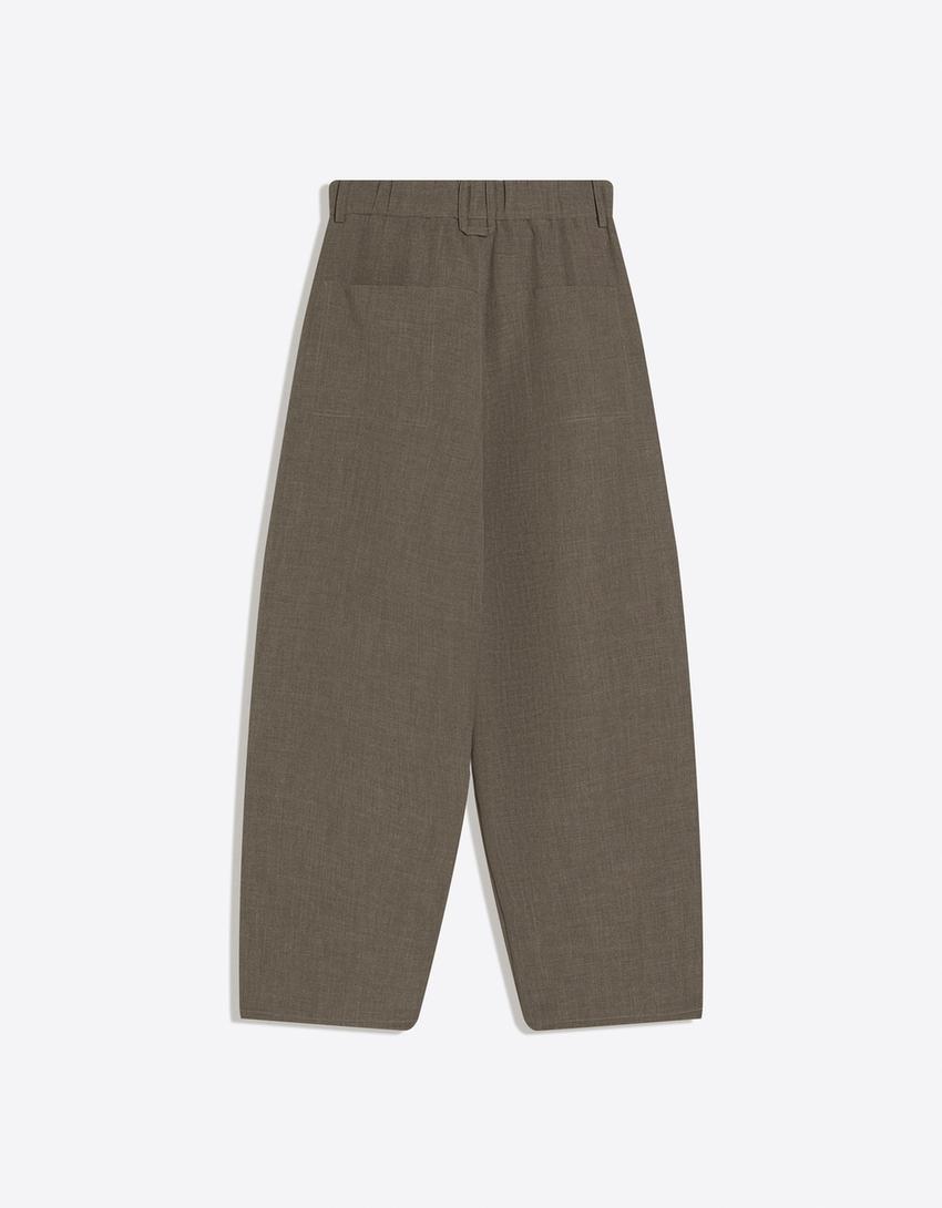 Super baggy tailored fit trousers-Khaki