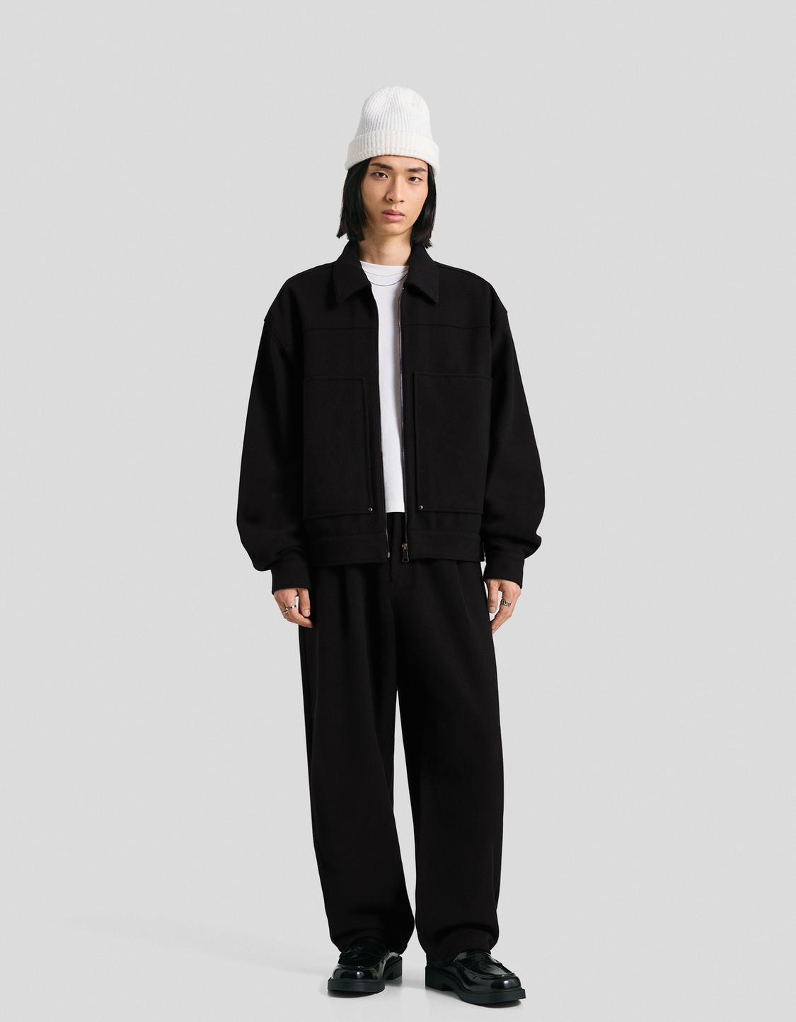 Boxy fit overshirt with zip