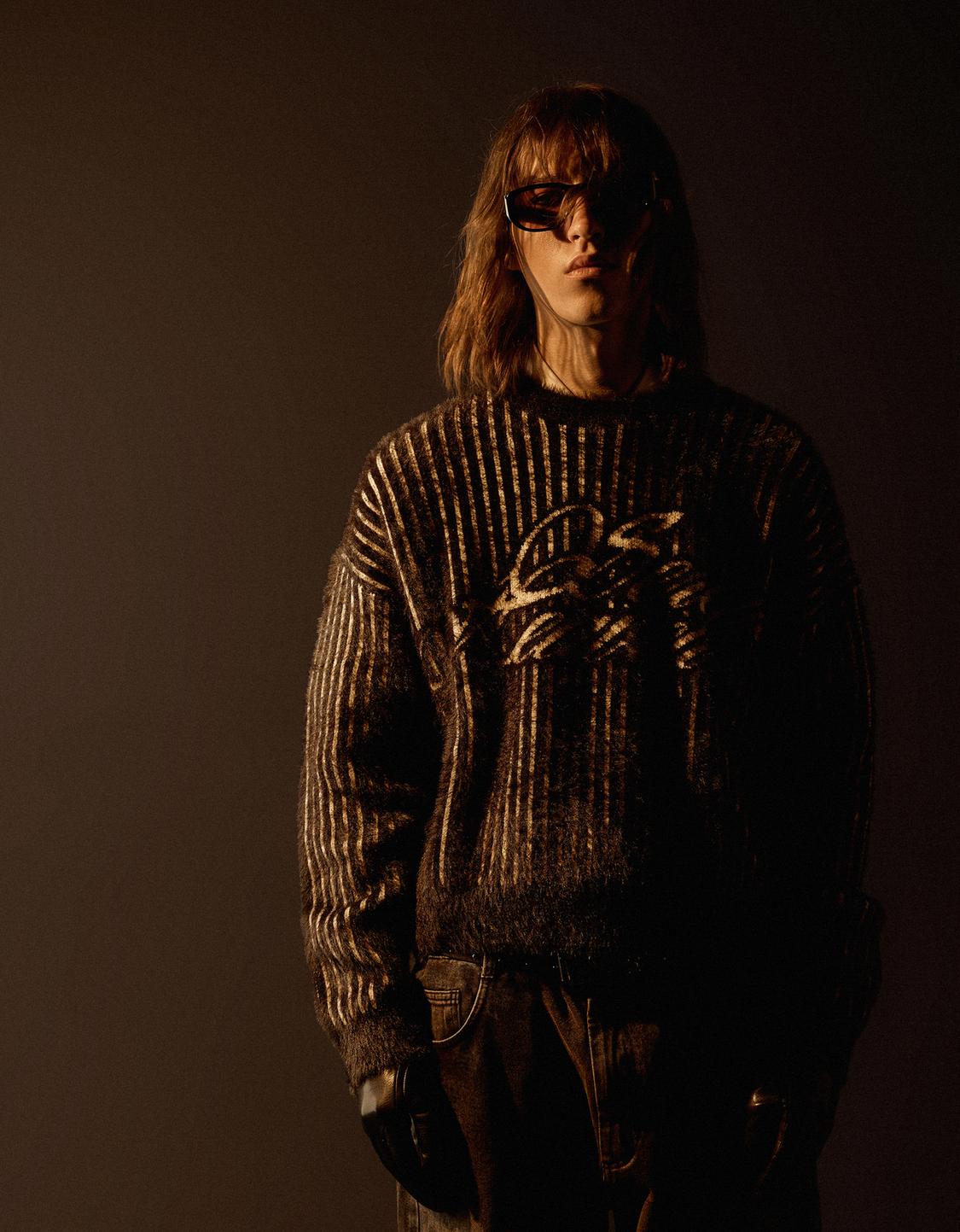 Faux fur print jumper