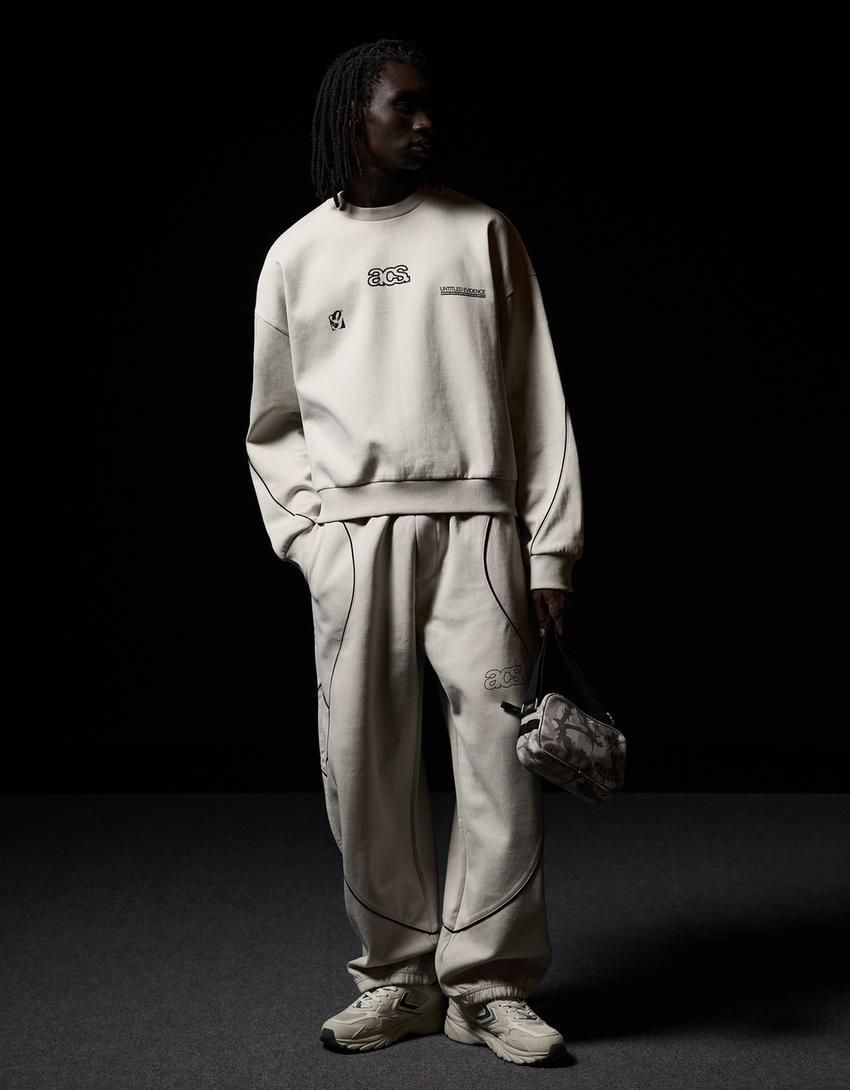 Sudadera boxy bordado-Piedra