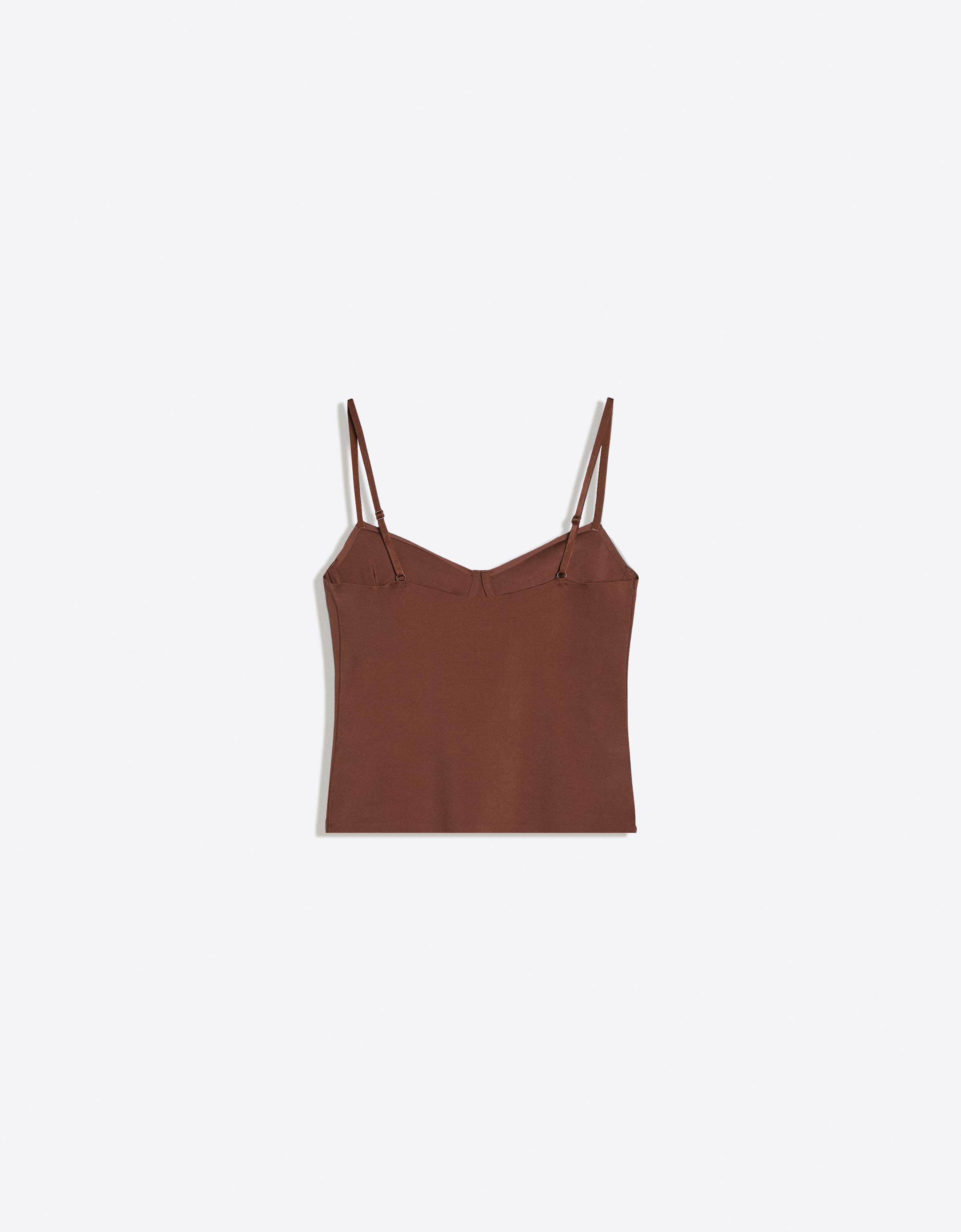 Sweetheart neckline camisole top — Brown