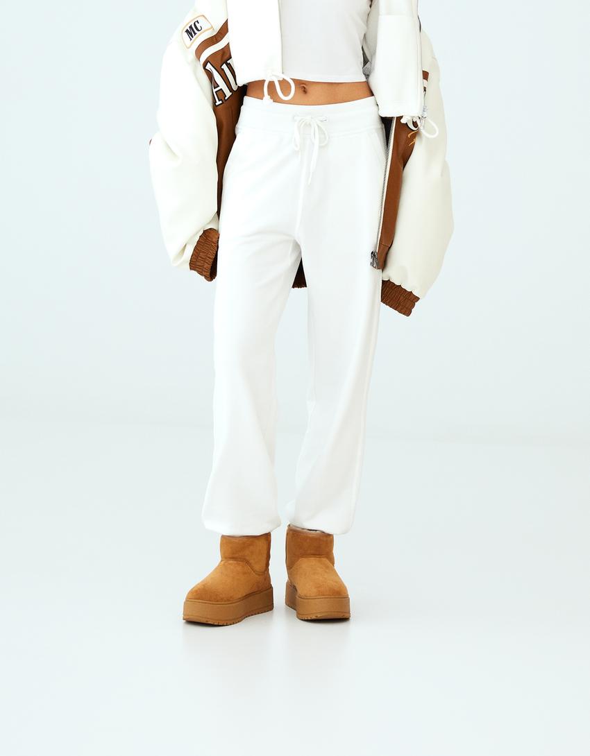 بنطلون رياضي بلش-أبيض مطفي-1