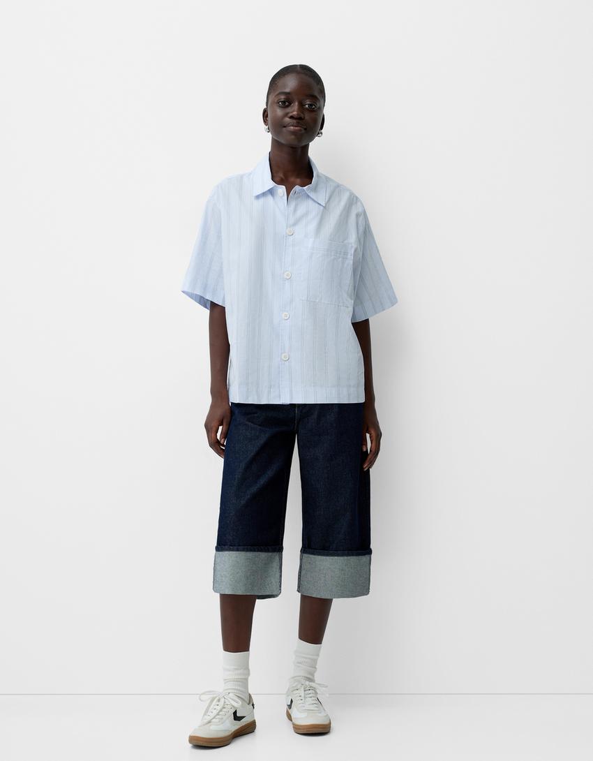 Camisa ZARA Technical De Corte Boxy - Moderna Y Funcional En Marrón
