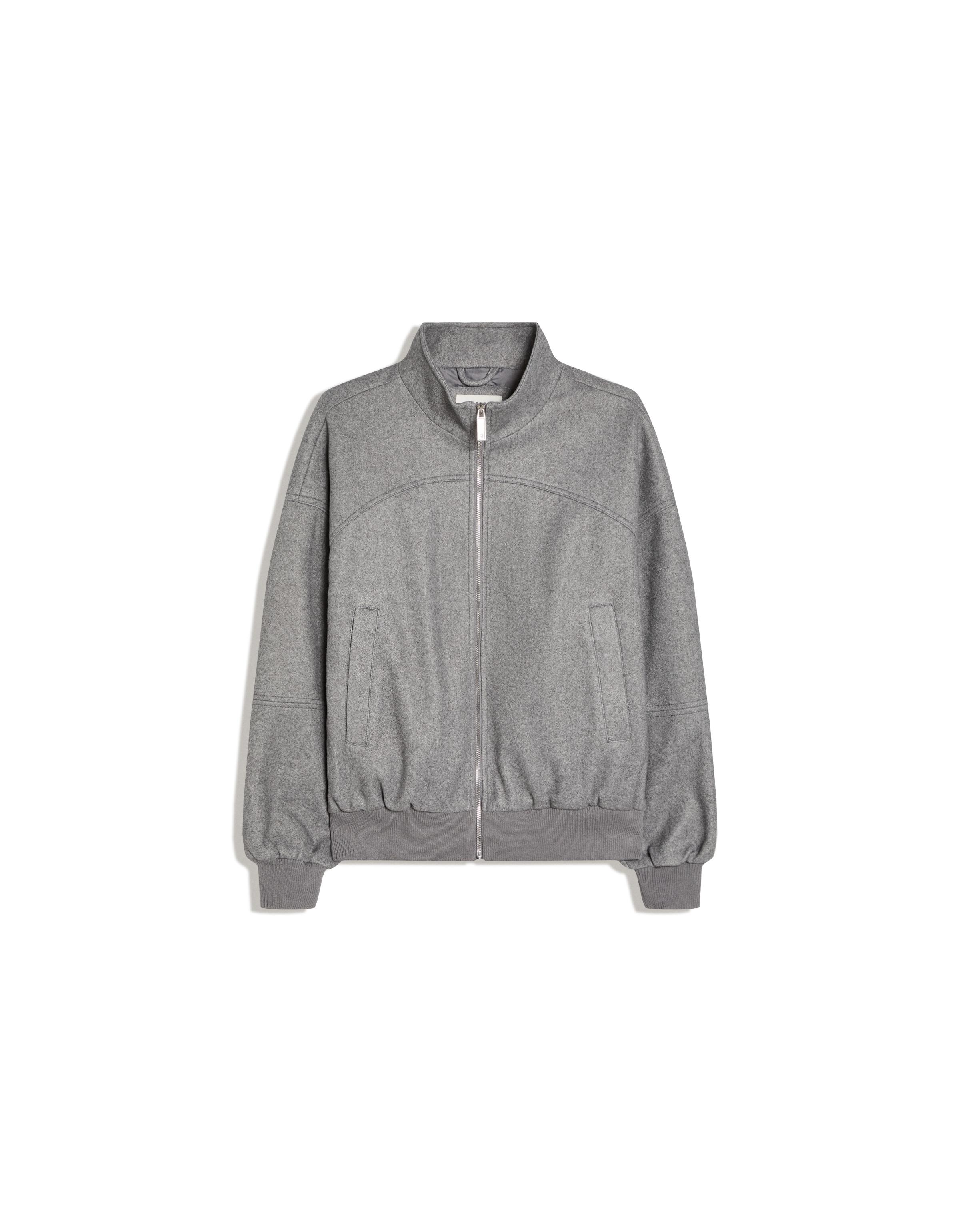 Felt-effect bomber jacket — Grey