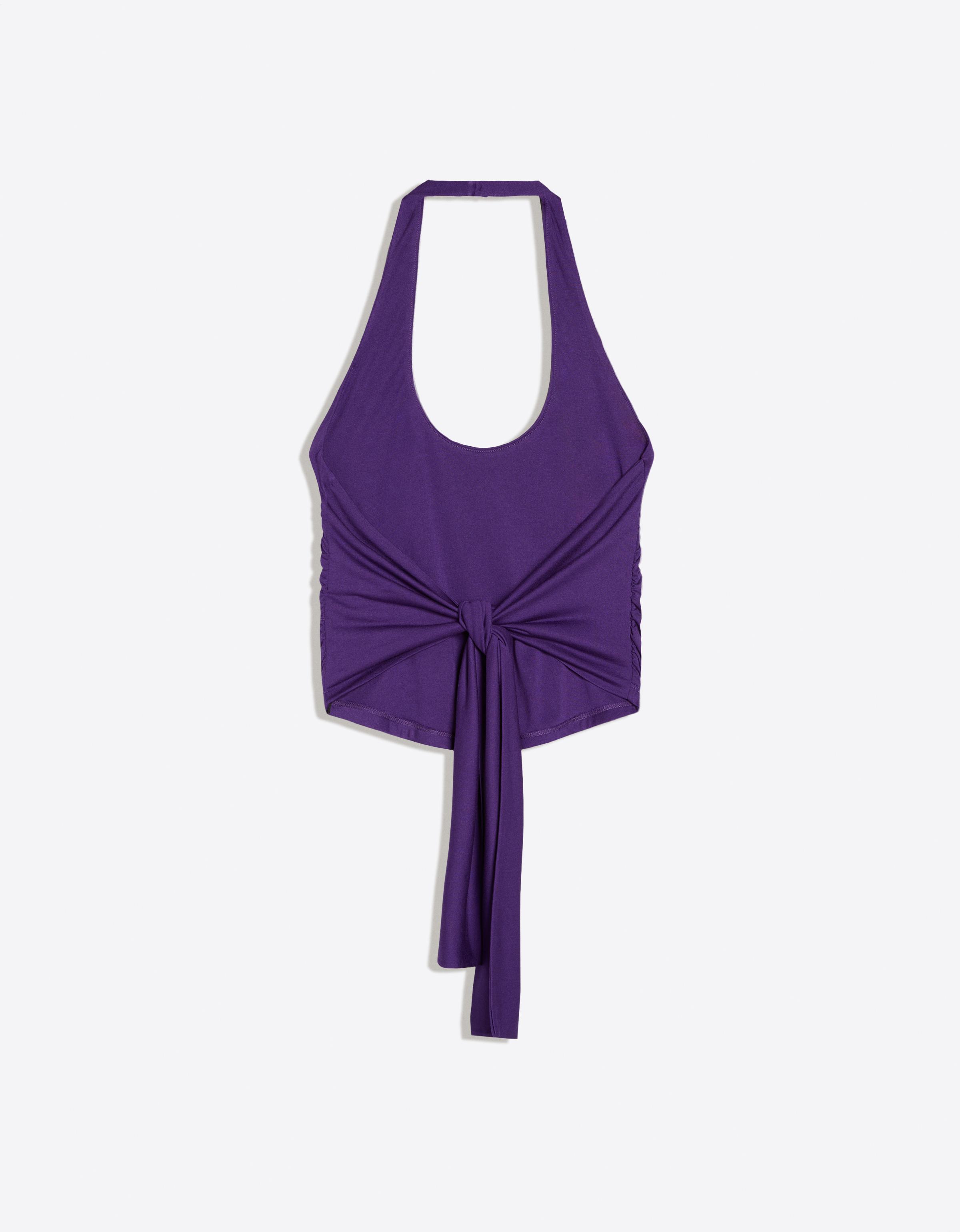 Halter neck top with back knot
