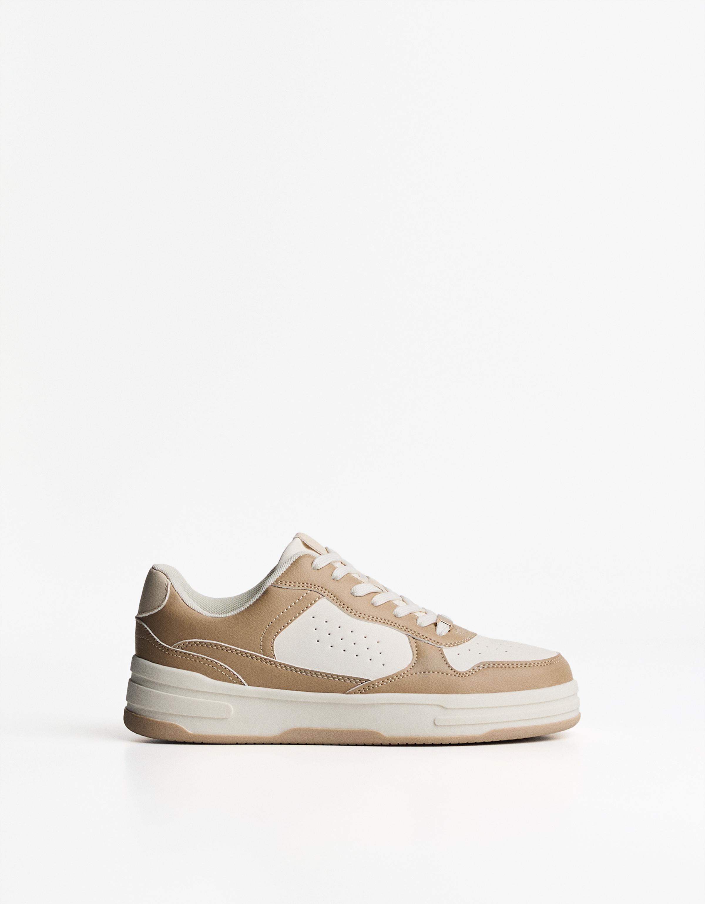 Bershka Kombinierte Sneaker Damen 39 Sandfarbe