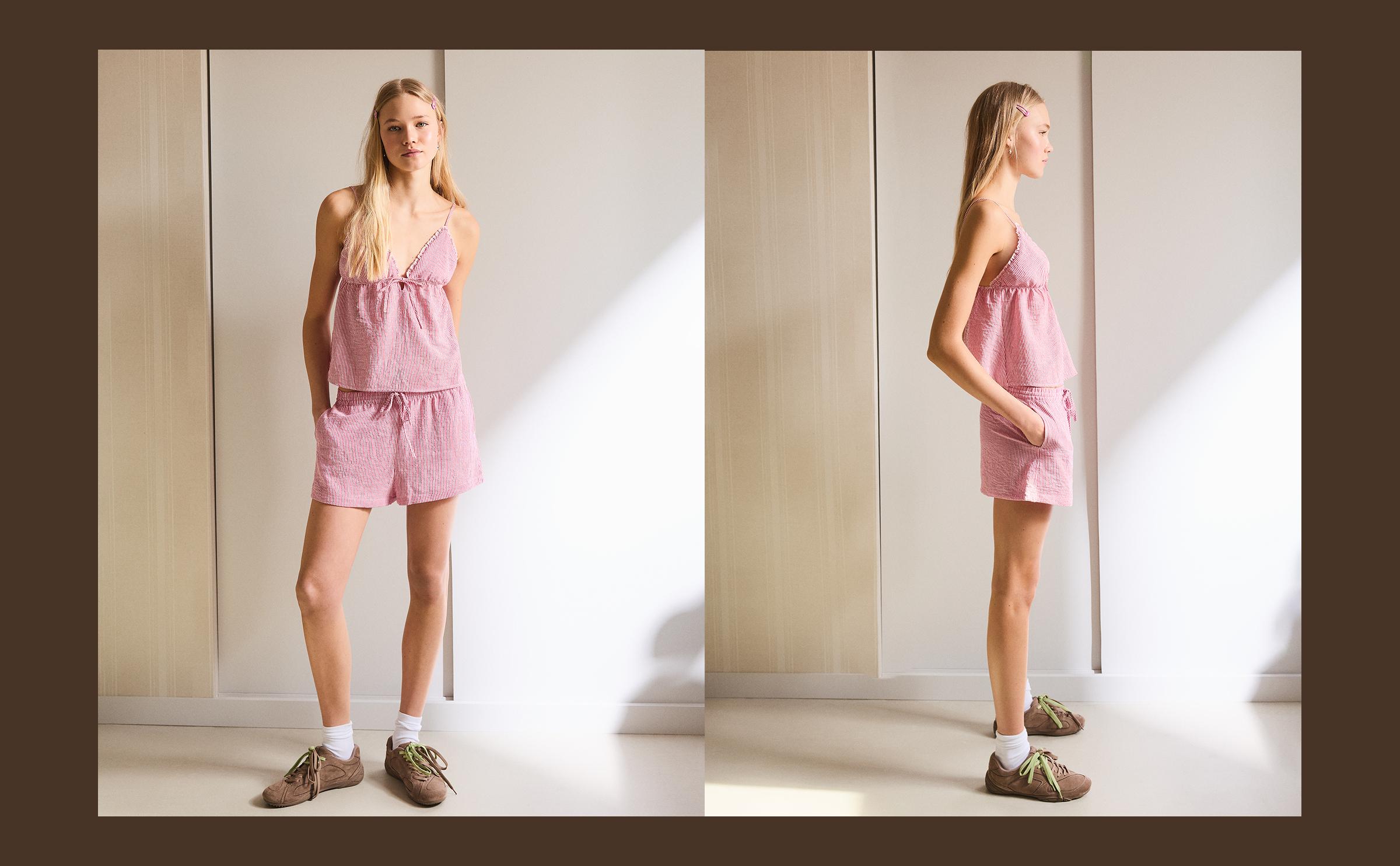 Bershka Lastikli belli rustik şort görsel 6