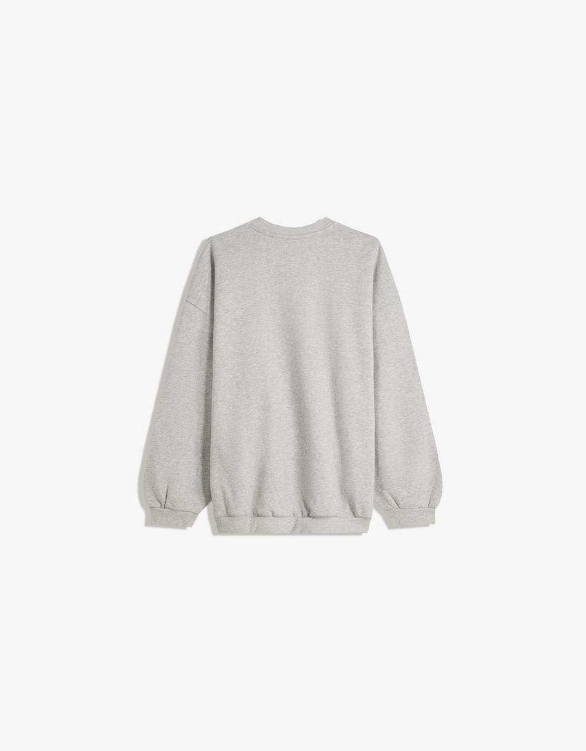 Bluza oversize z kieszeniami-Szary-4