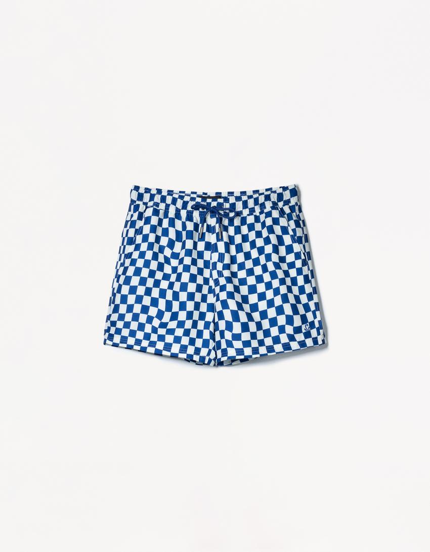 Bañador print cuadros-Azul