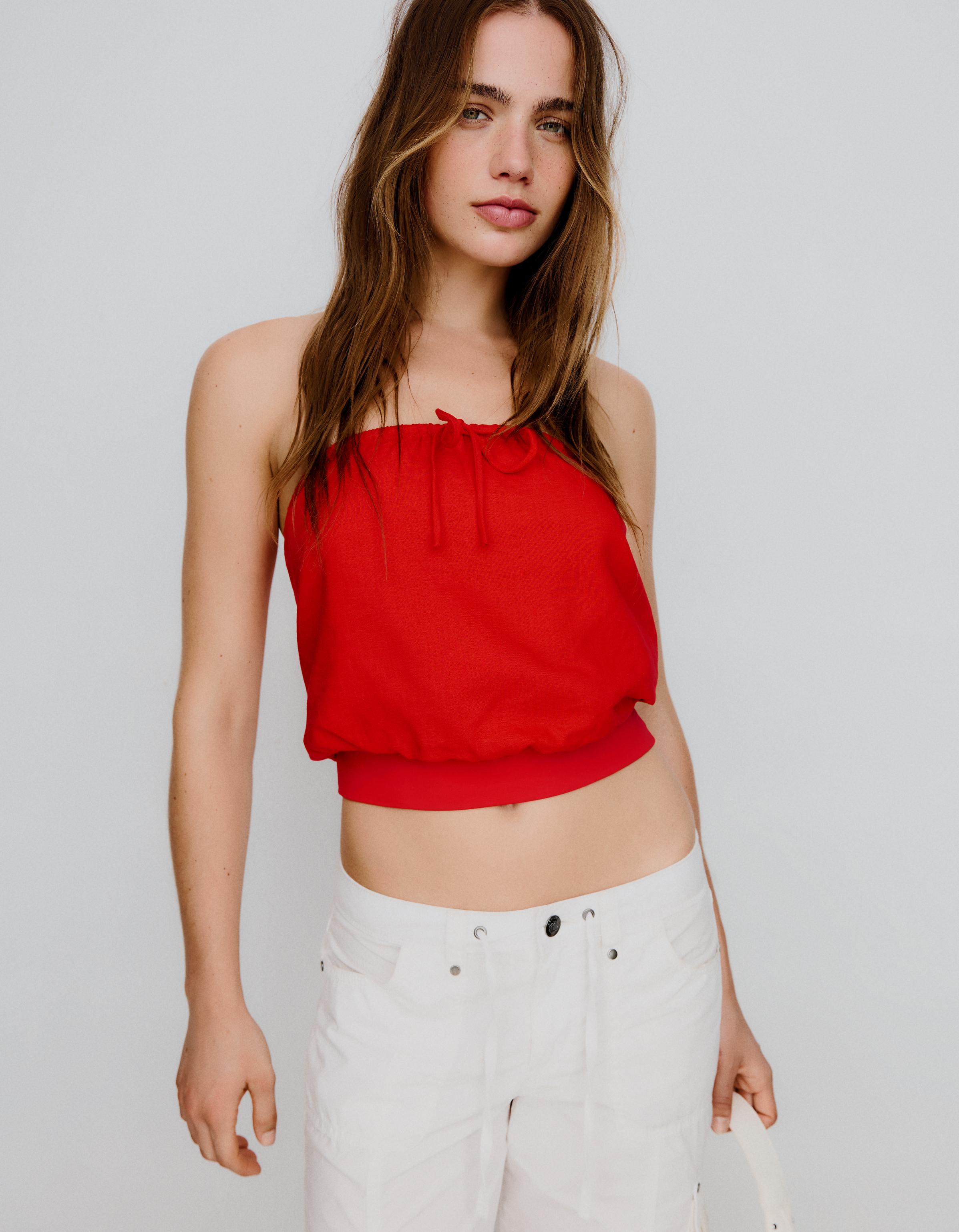 Top Bandeau Lazo Mujer Xs Rojo