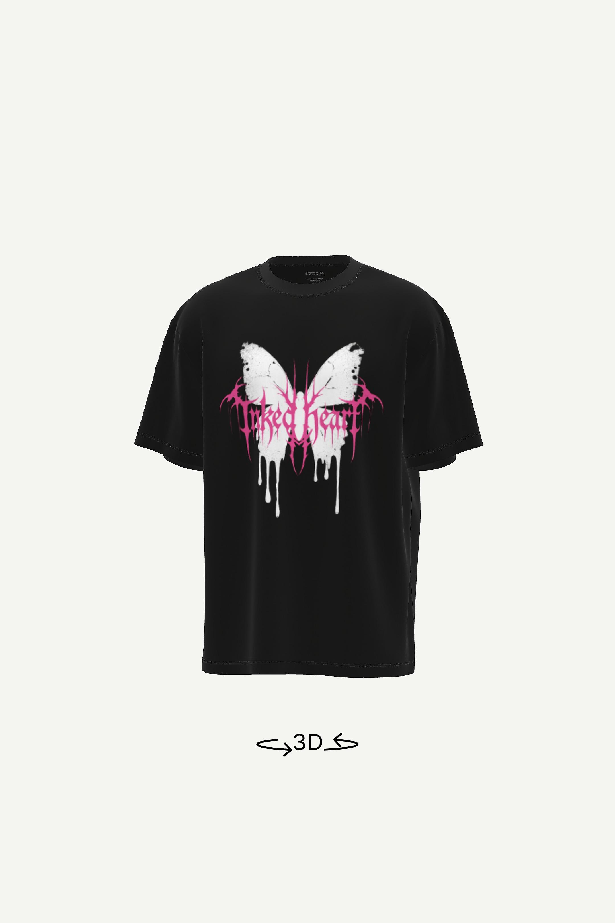 T-shirt manga curta estampada-Preto-0