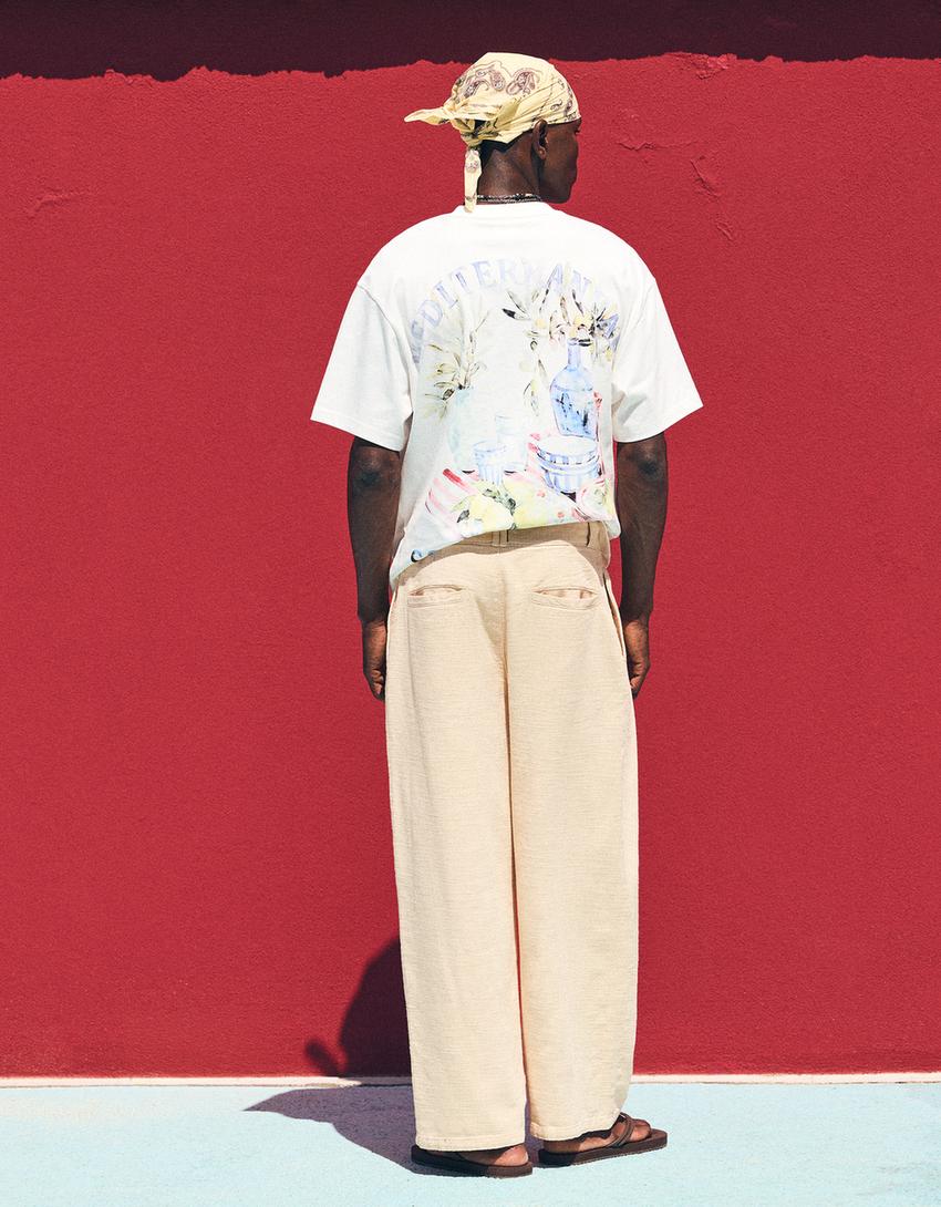 Pleated barrel trousers-Sand