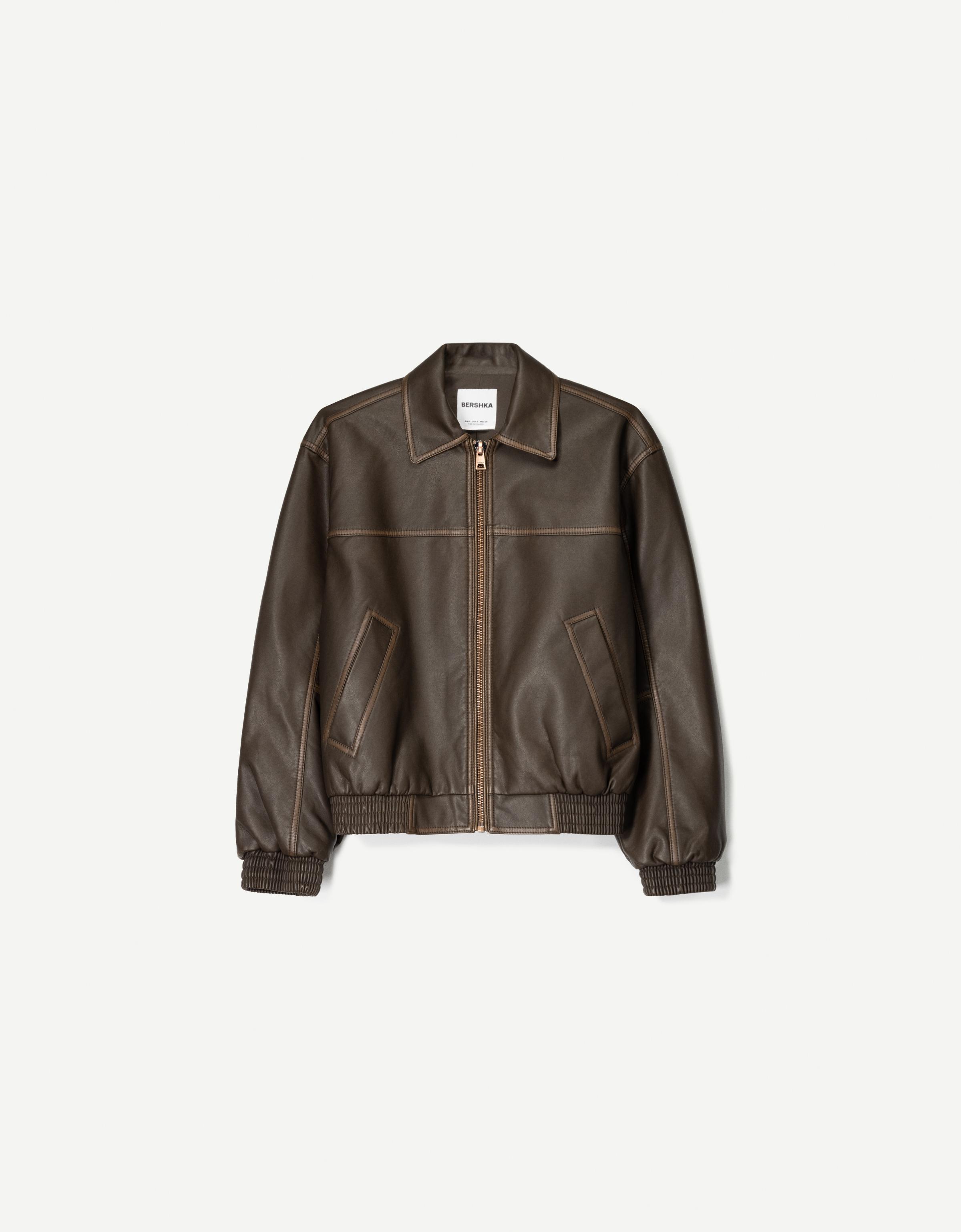 Faux leather jacket - Jackets and trench - Women | Bershka
