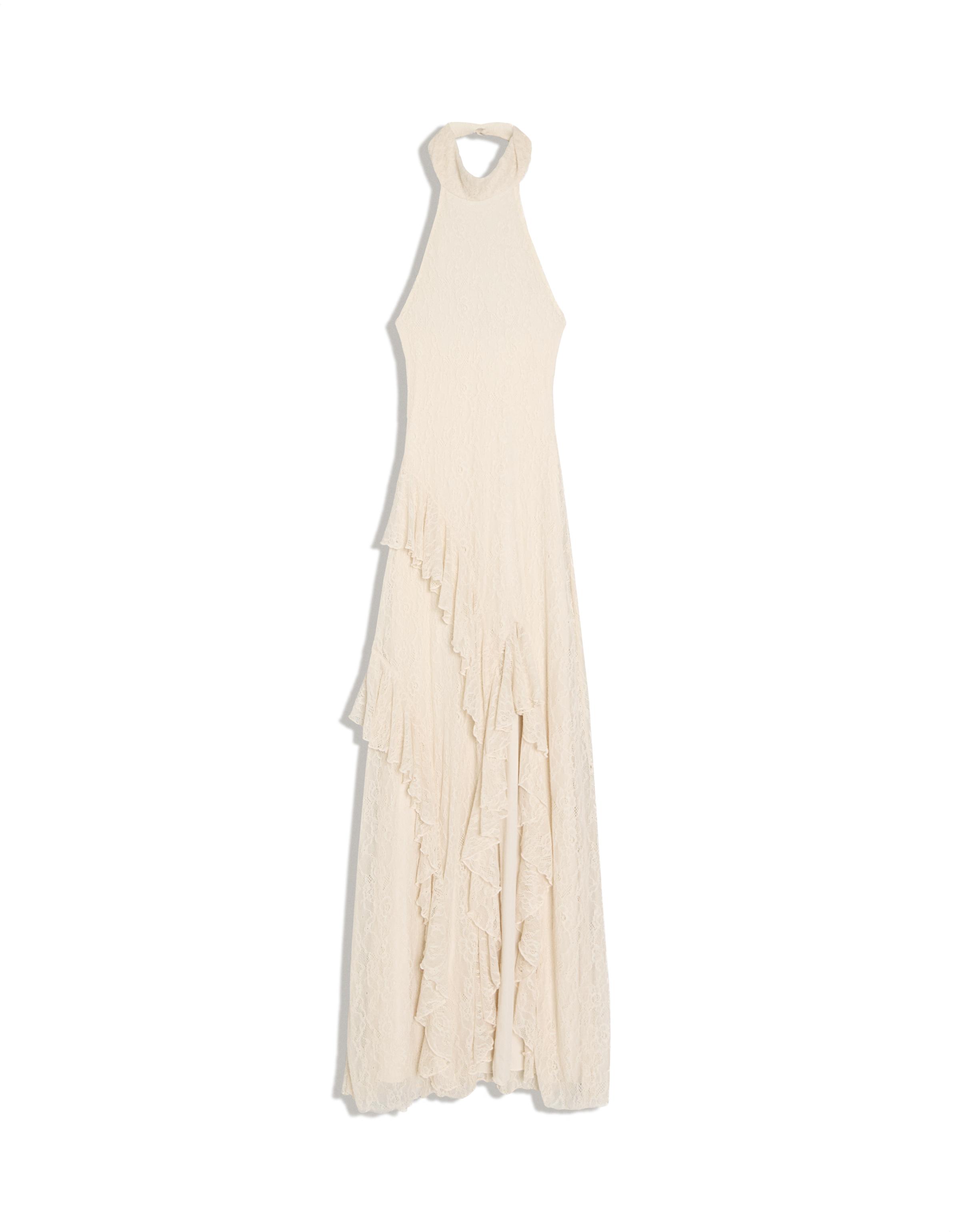 Lace halter midi dress — Cream
