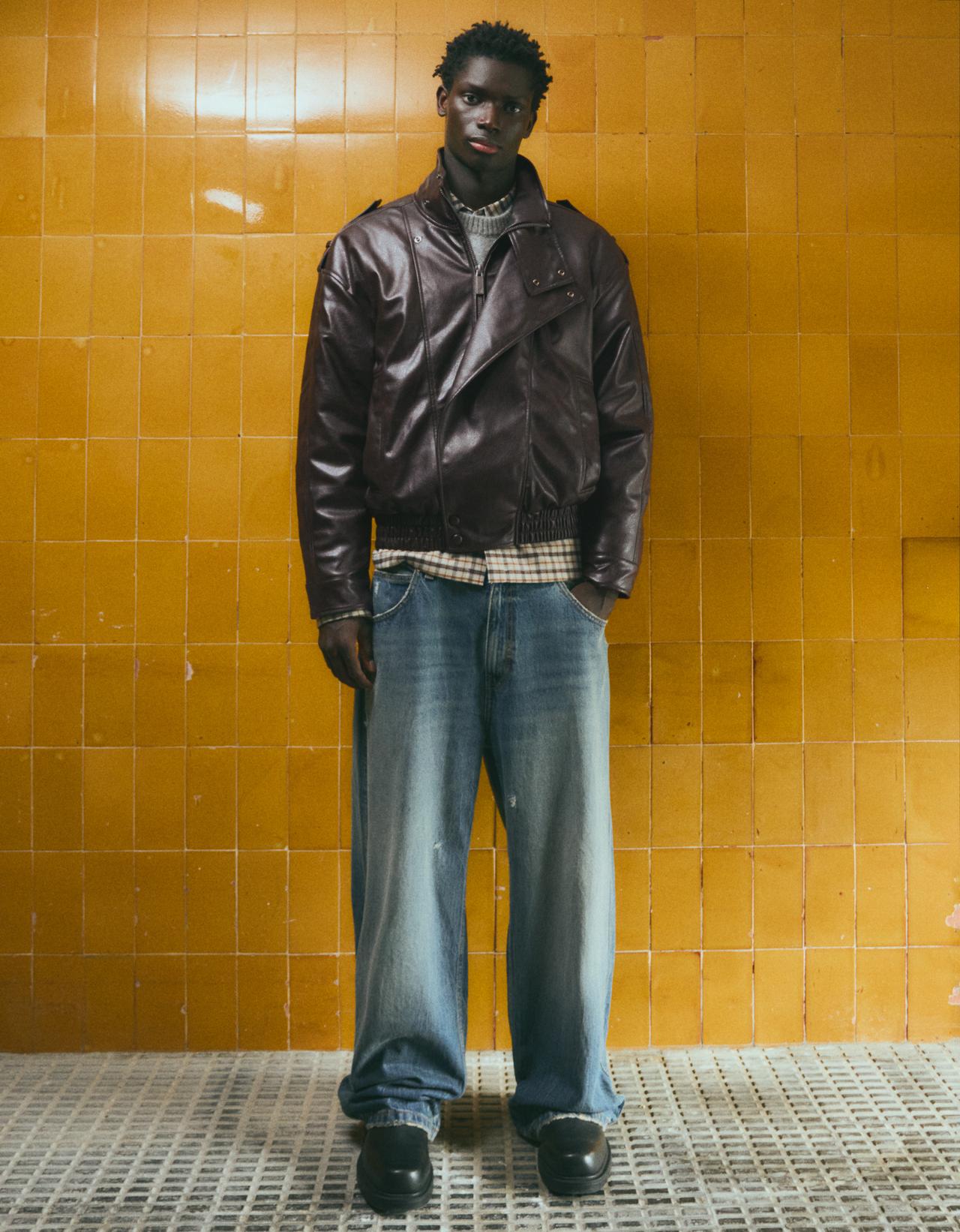 Leather effect jacket — Brown