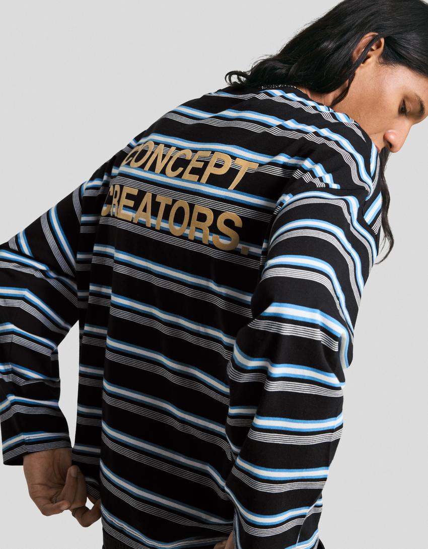 Oversized long sleeve T-shirt-Blue