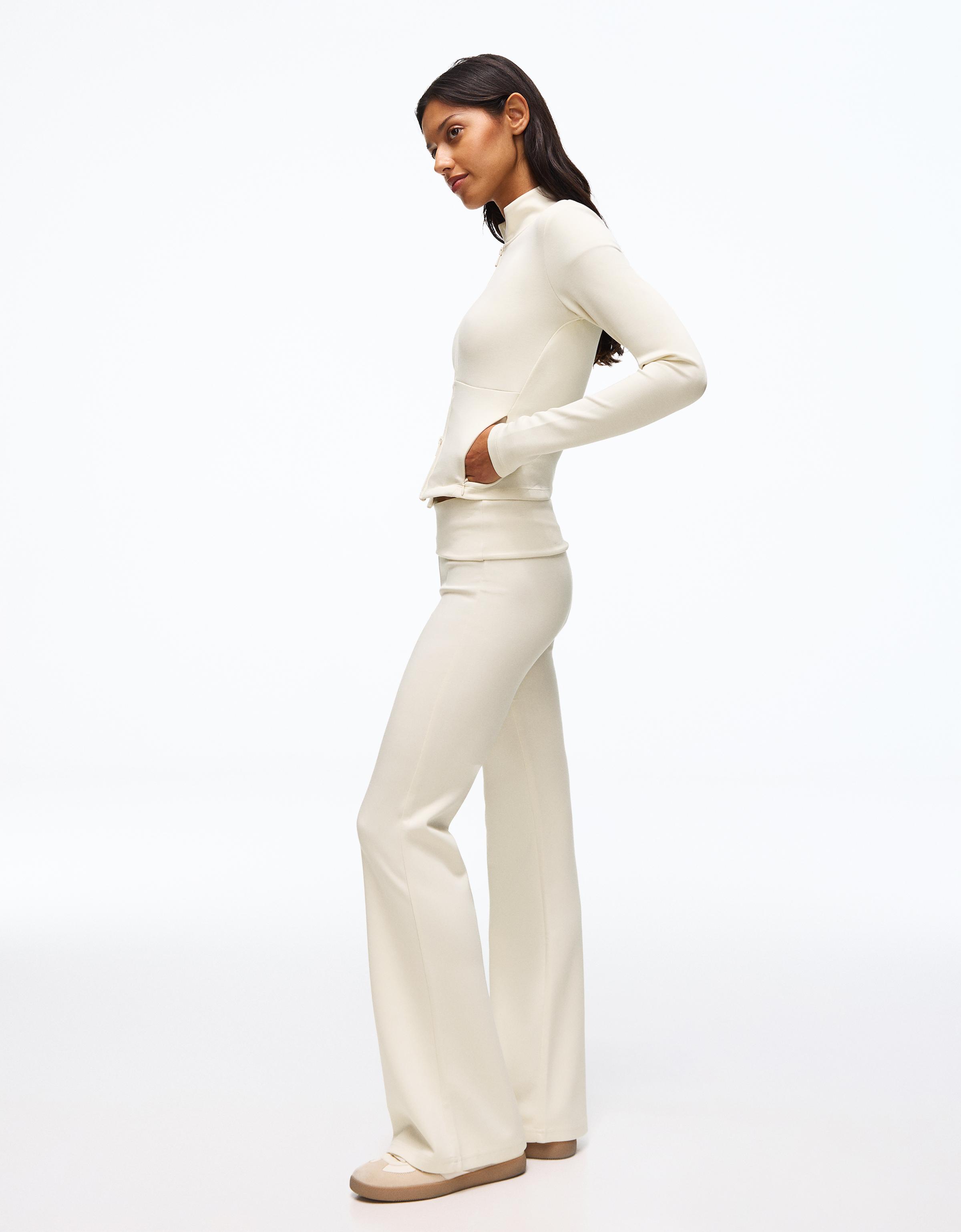 Flared modal trousers — Cream
