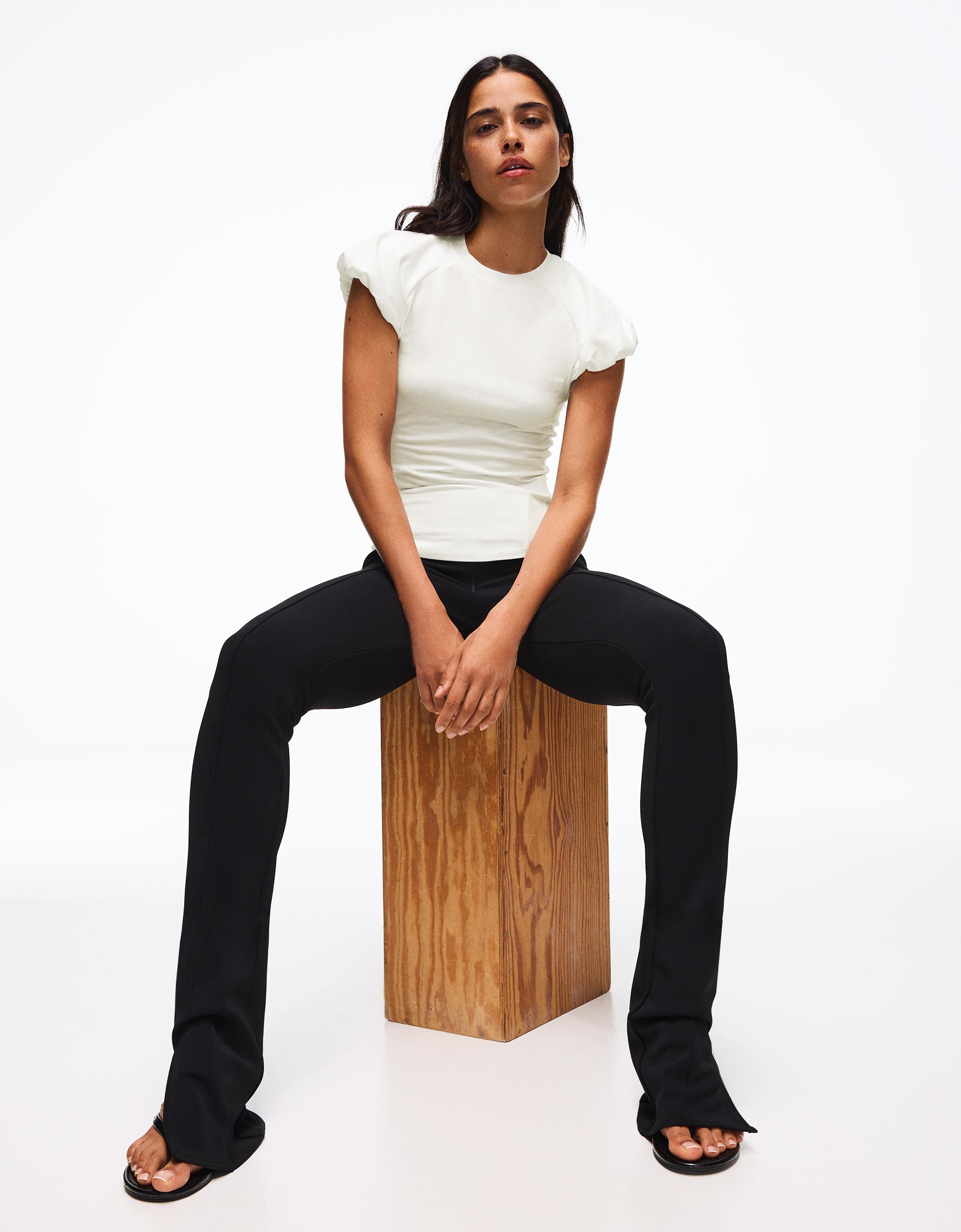 Balloon-sleeve raglan T-shirt — Off white
