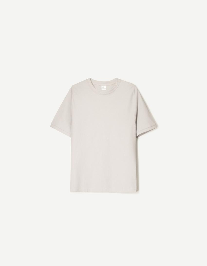 Textured short sleeve T-shirt-Stone