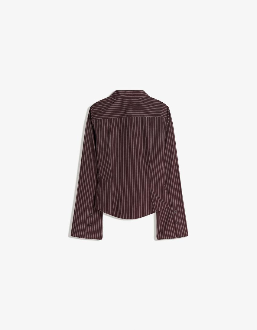 Chemise ajustée à manches cloche-Marron
