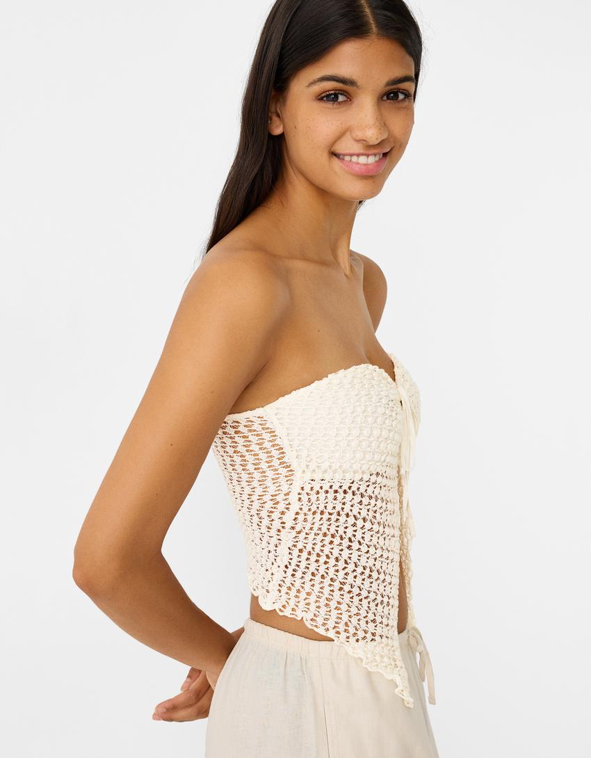 توب شريطي ريفي-أبيض مطفي-2