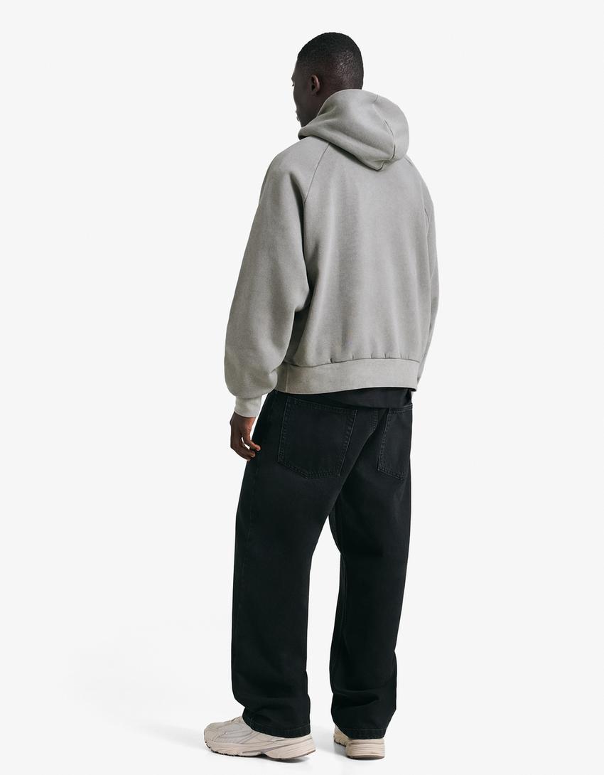 Sweatshirt boxy fit capuz-Cinza