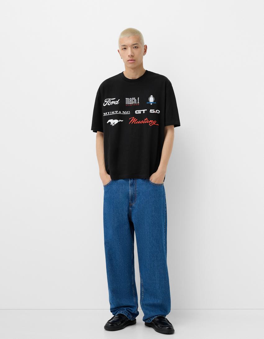 Ford relaxed fit short sleeve T-shirt-Black-3