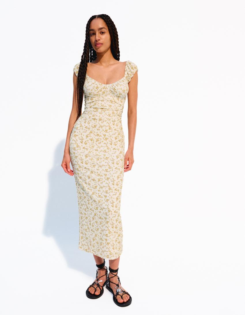 Robe midi-Jaune-2