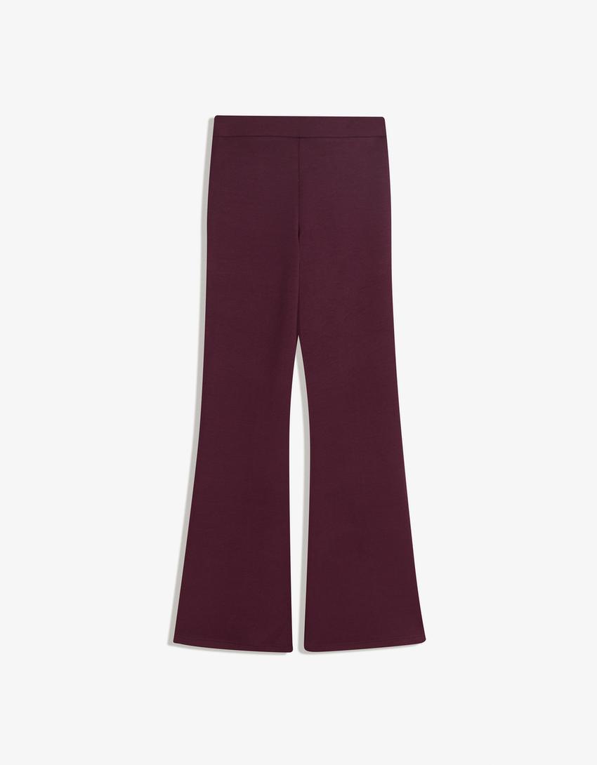Pantalon flare doux en modal-Grenat