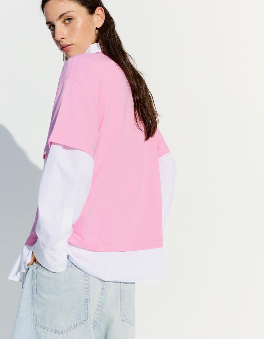 Selena Gomez print short sleeve T-shirt-Pink