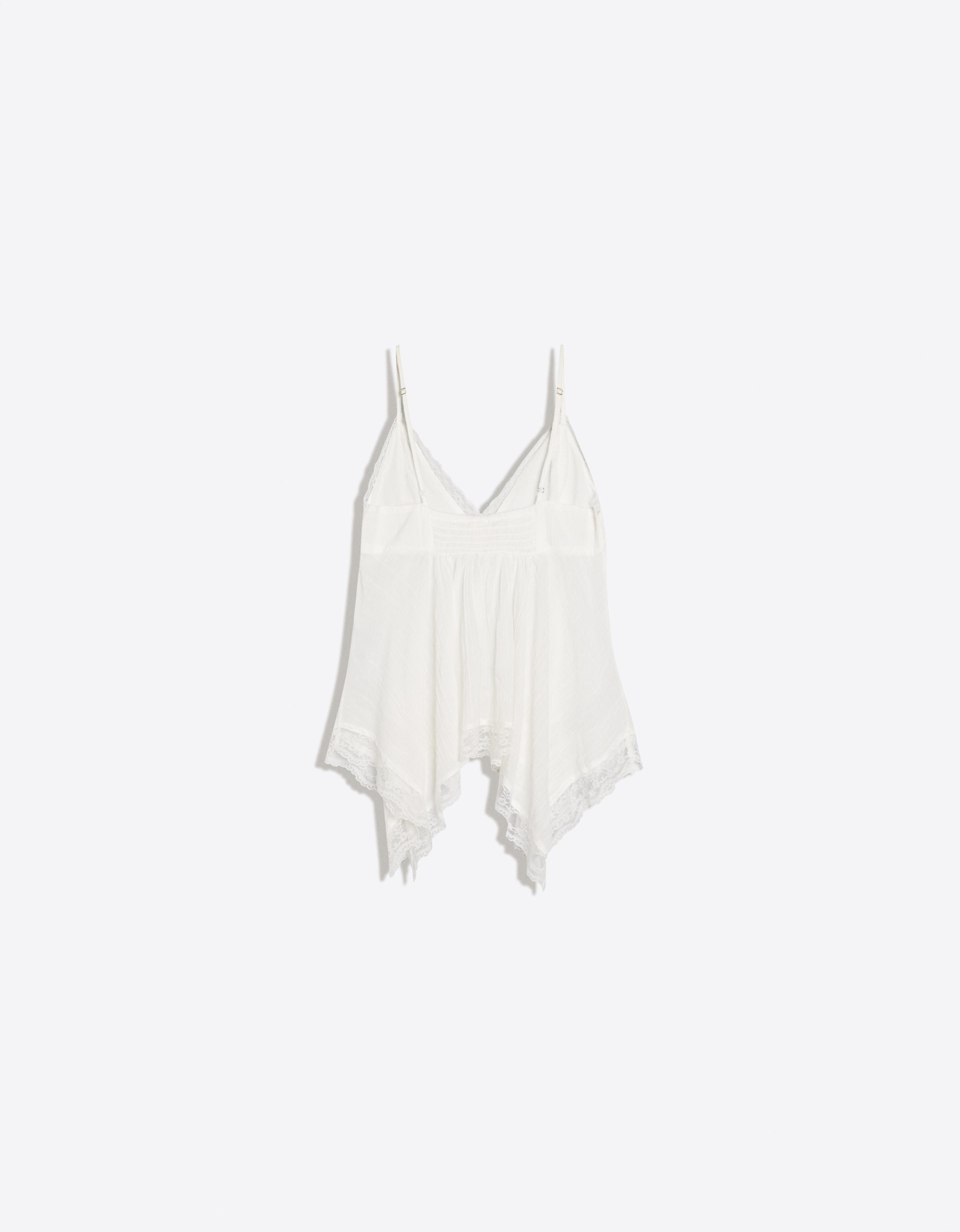 Lace strappy top — White