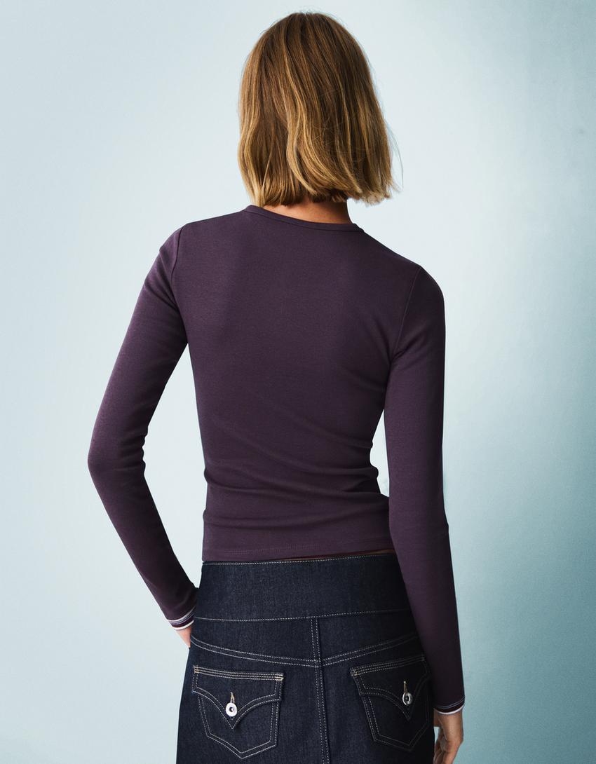Long sleeve top-Violet-1