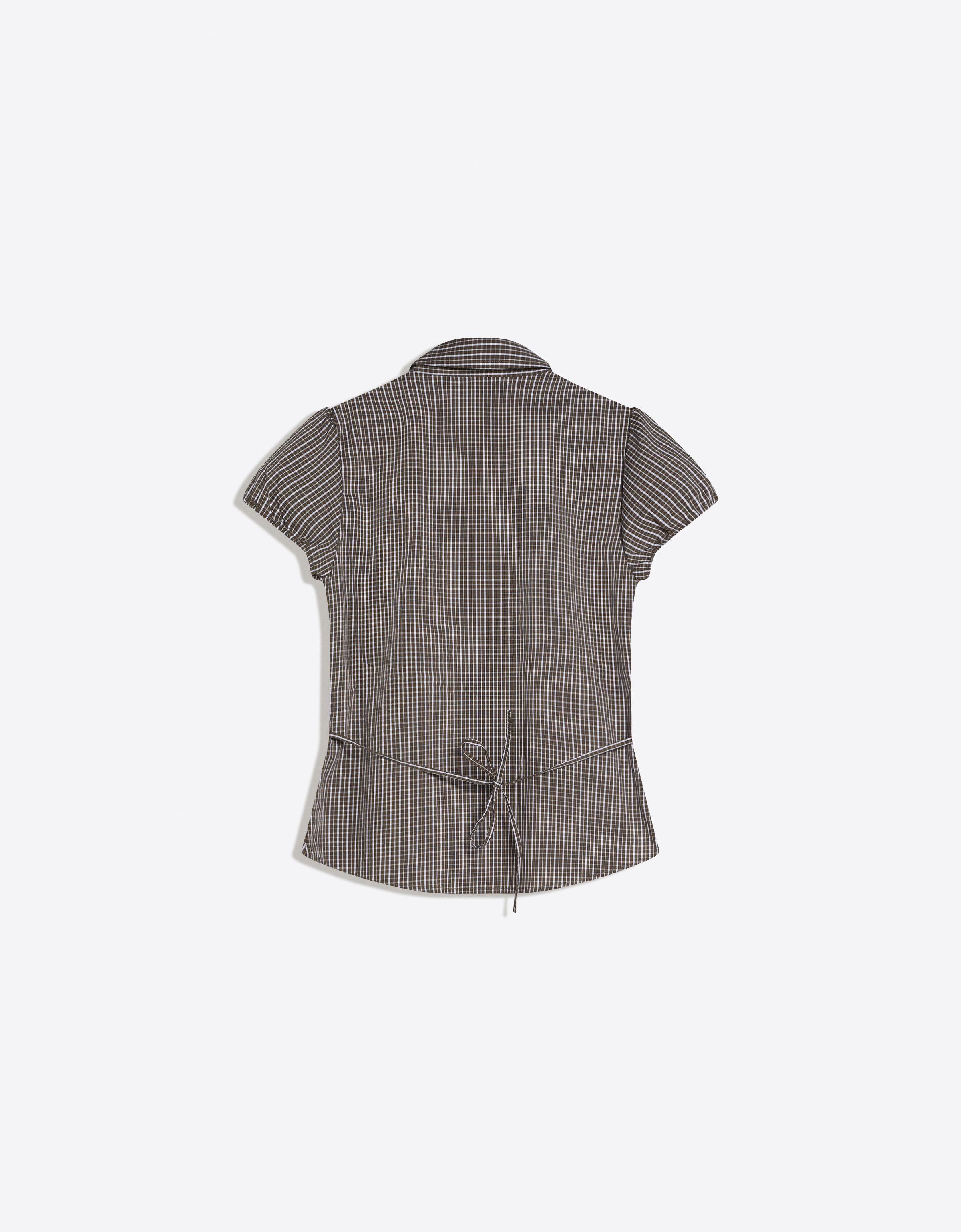 Kısa kollu poplin bağlamalı gömlek - Görsel 26