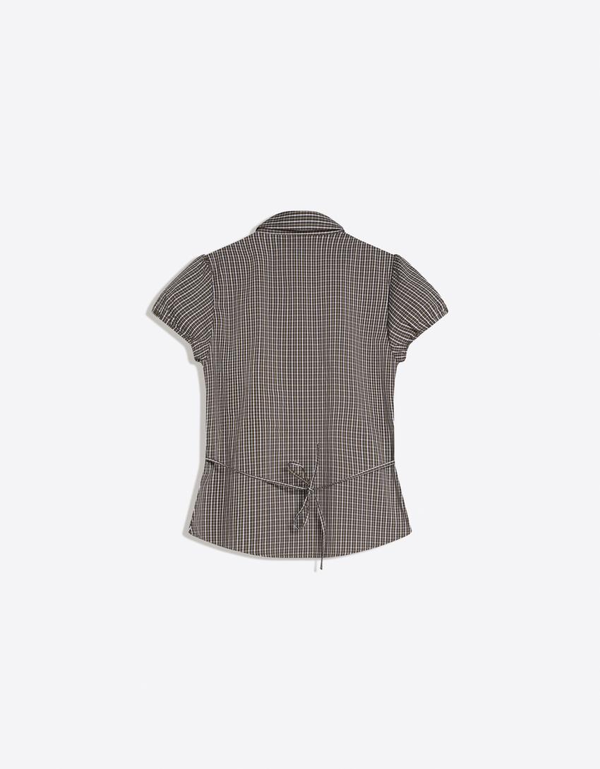 Camisa manga corta popelín lazada-Kaki