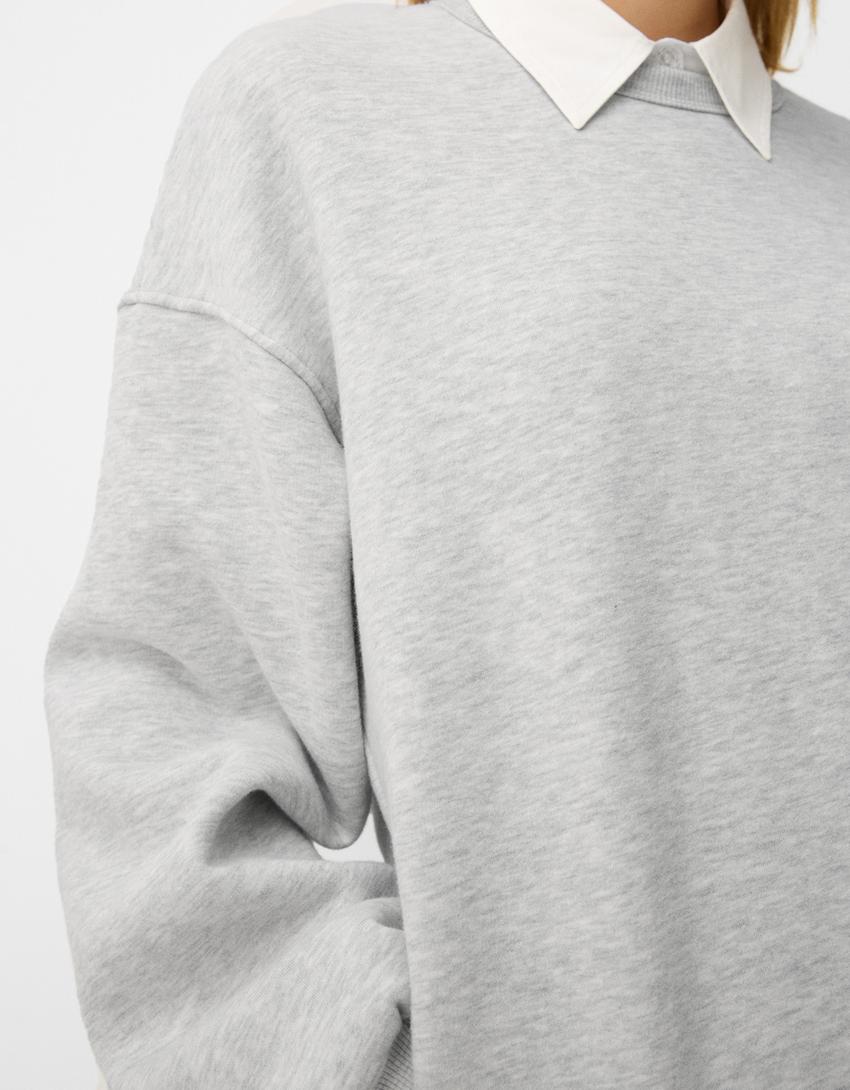 Felpa oversize con tasche laterali-Grigio-5