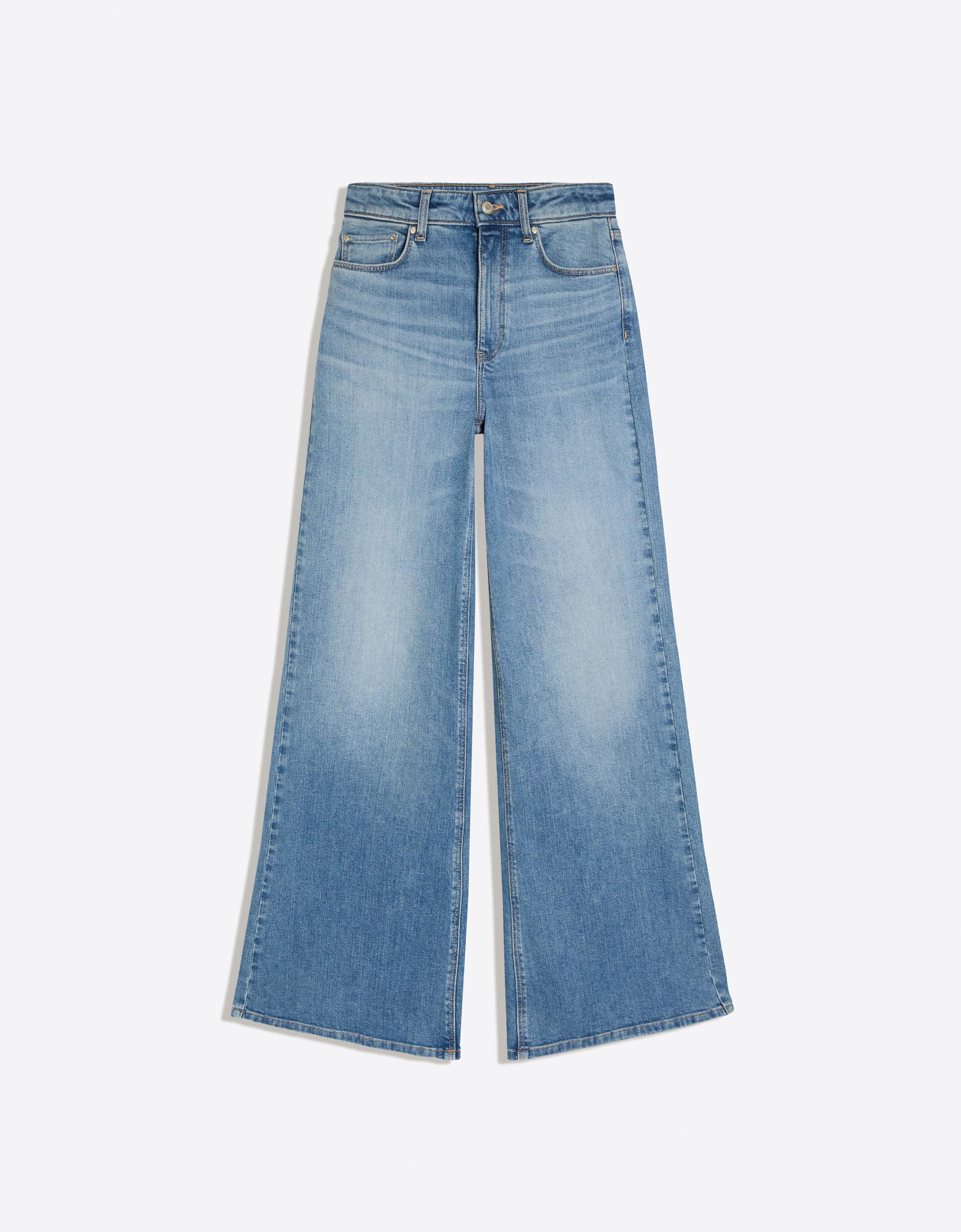 High-waist wide-leg jeans — Light blue