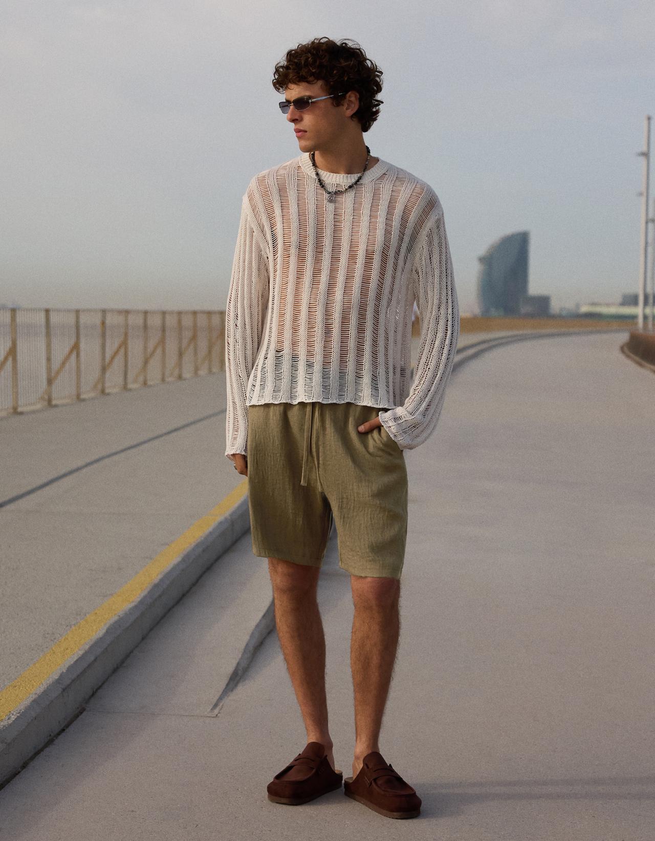 Rustic jogger Bermuda shorts — Khaki