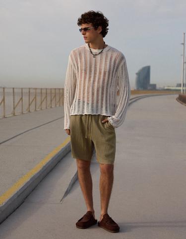 Rustic jogger Bermuda shorts — Khaki 1