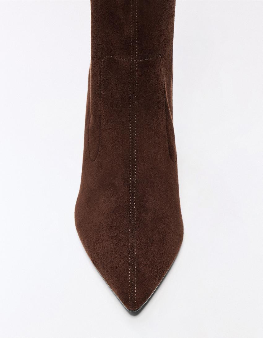 Stivaletti con tacco stretch-Marrone