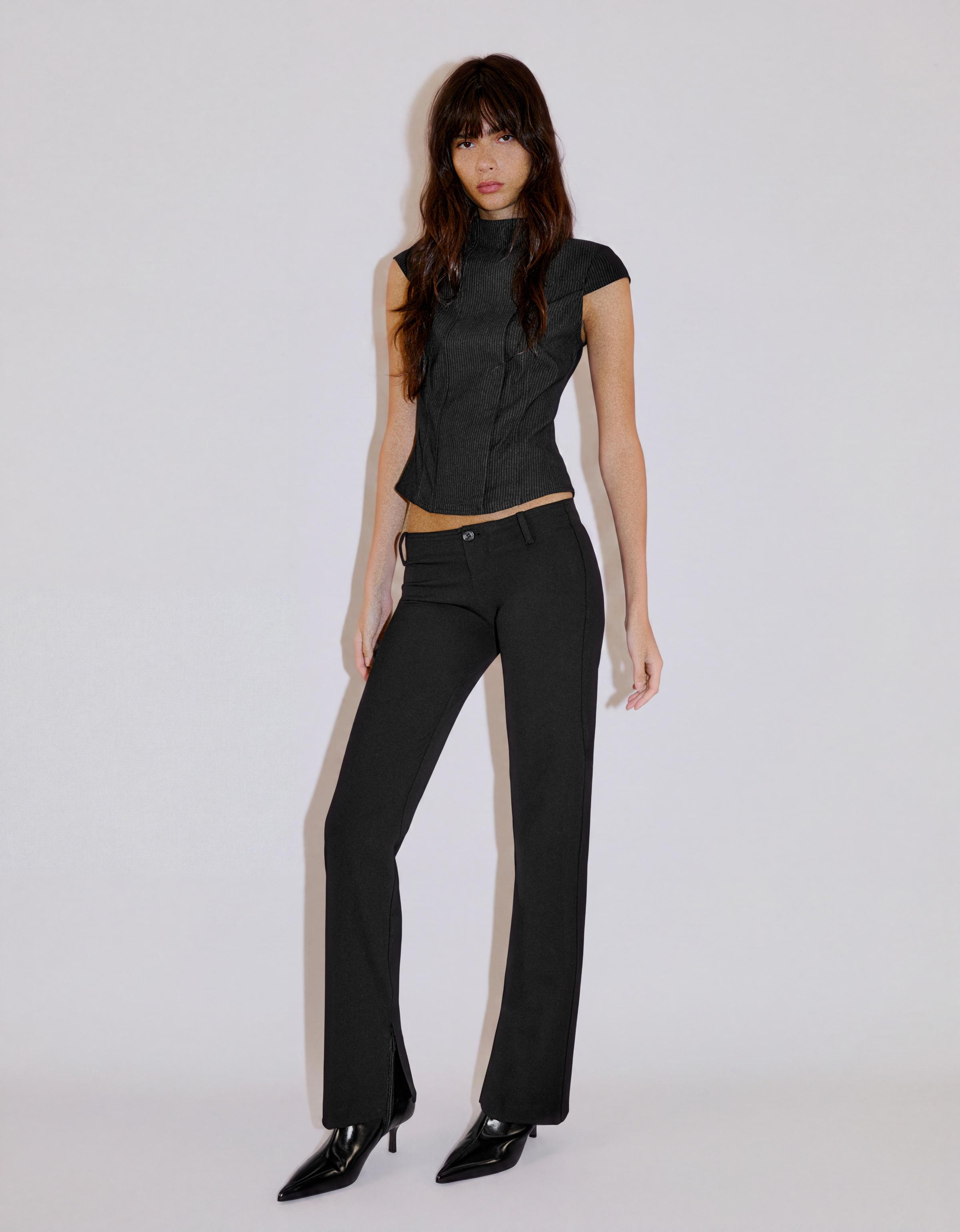 Slim fit low-rise trousers — Black