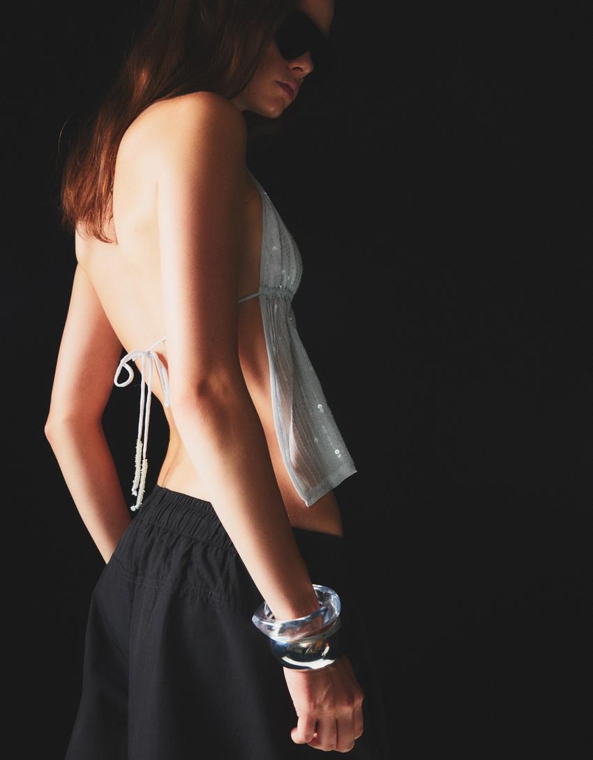Top halter paillette-Pietra