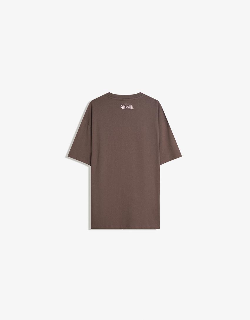 Camiseta Von Dutch manga corta print-Marrón