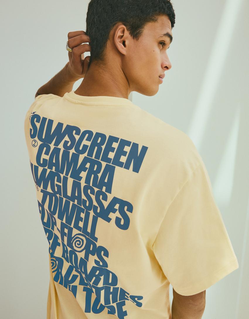 Short sleeve printed T-shirt-Yellow