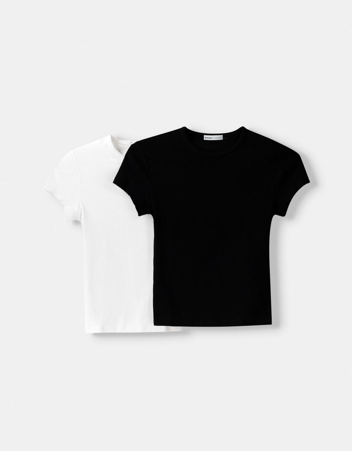 2-pack kortärmade t-shirtar med rund ringning