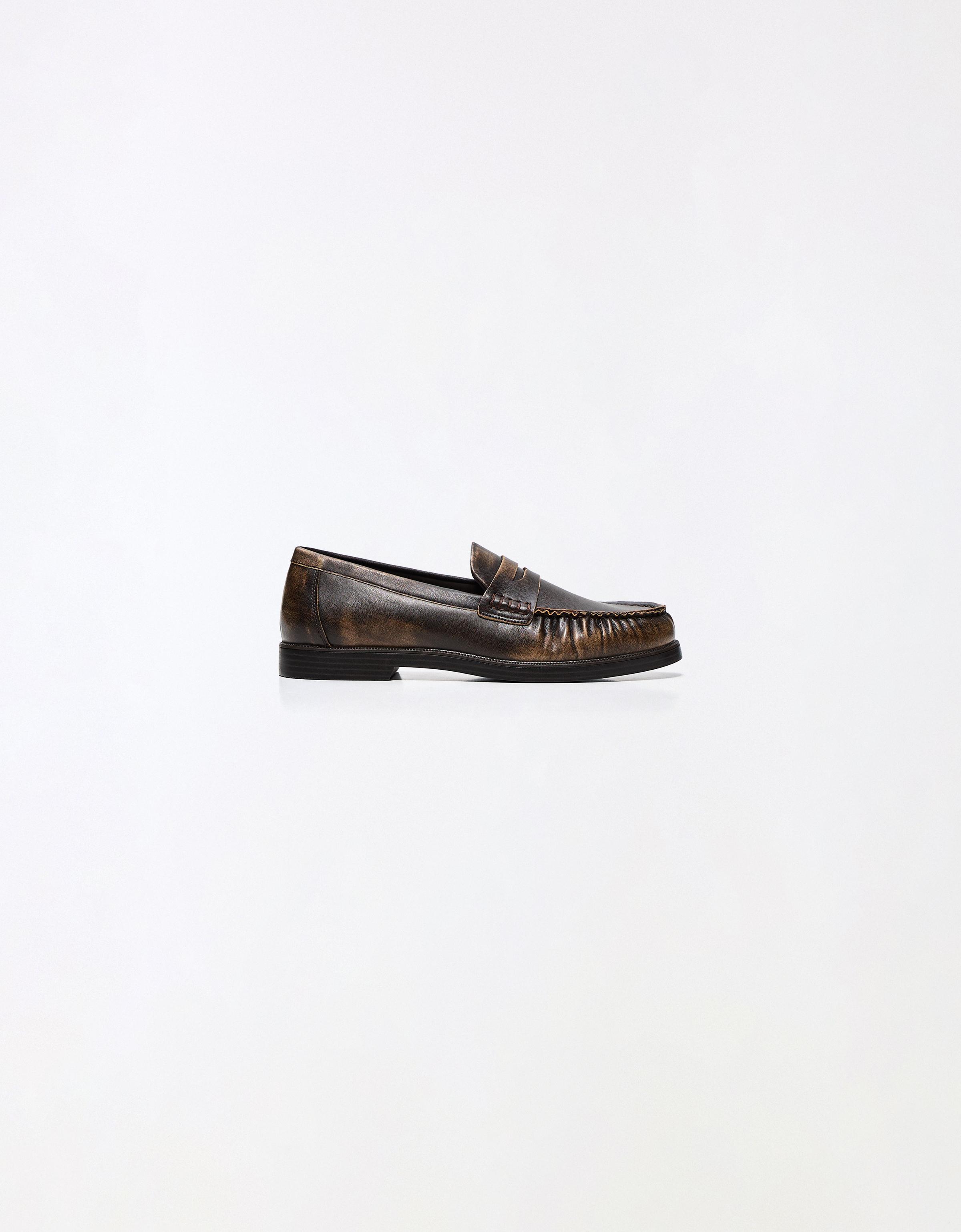 BRUSHED LOAFERS — Brown